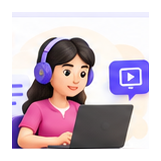 Persona estudiando y practicando online